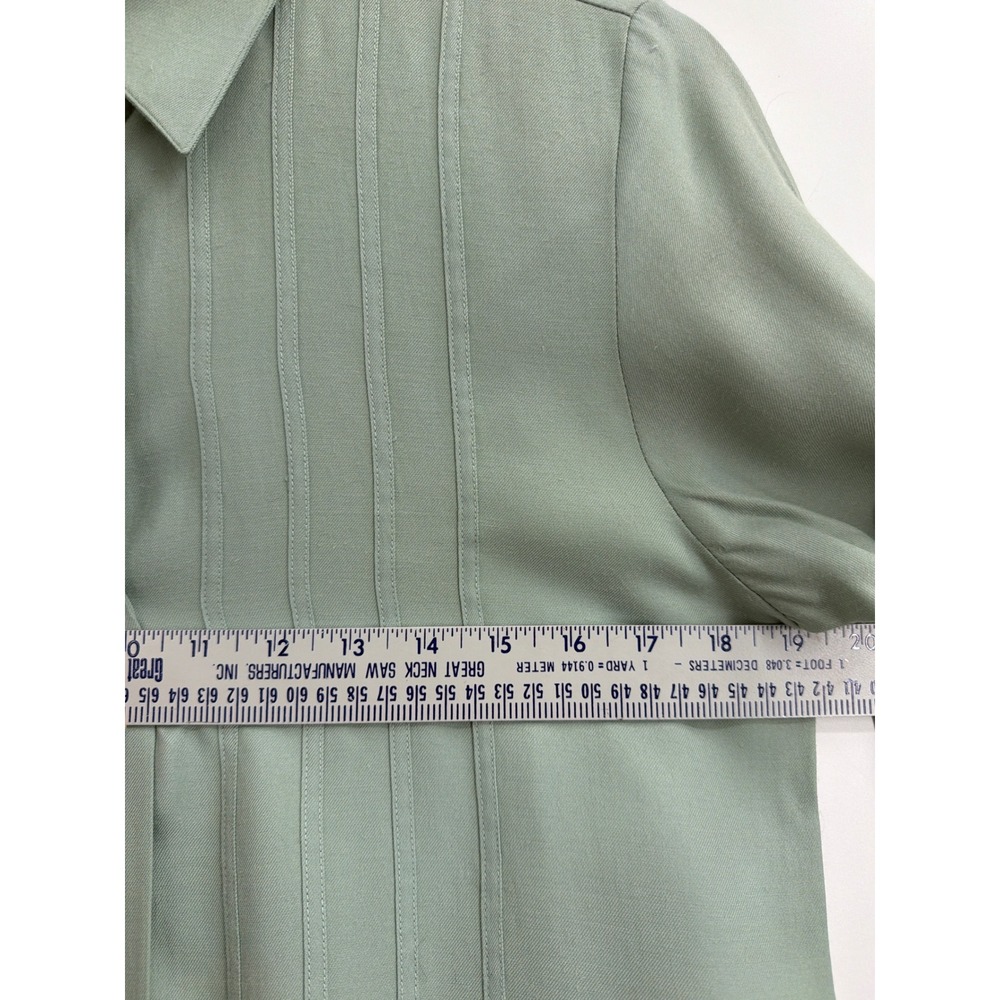 Vintage Talbots‎ Sage Green Pintuck Look Long Sleeve Blouse Size 6 Made in USA - Picture 3 of 8